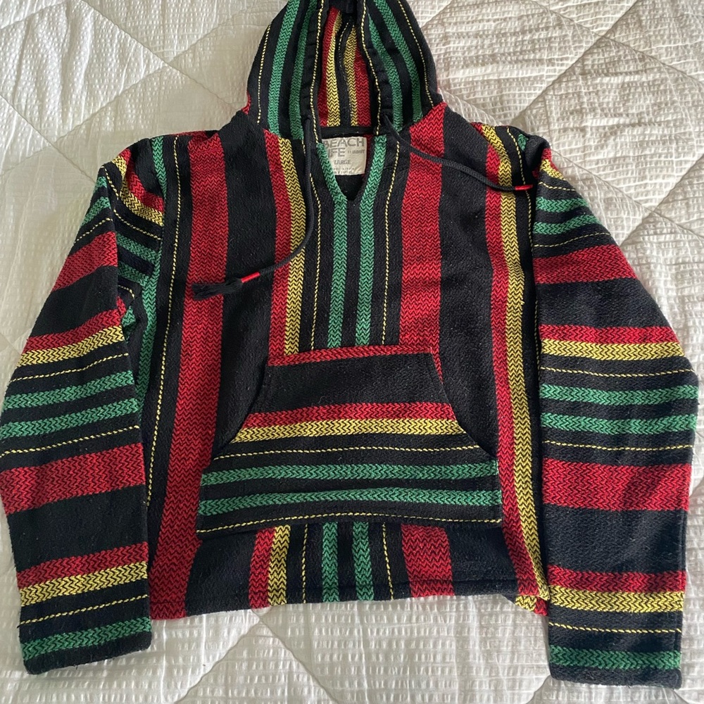 Beach Life by Ladrft Women's Rasta
Poncho Hoodie. Size: Large - Picture 7 of 12